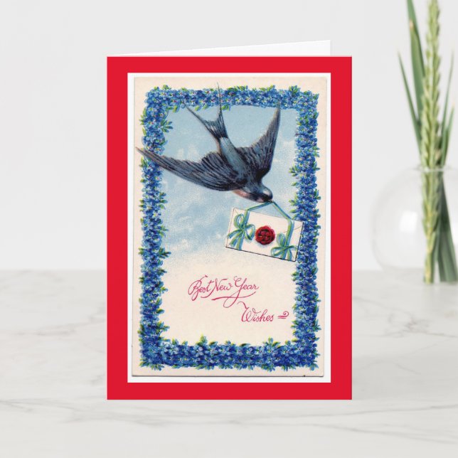 Cartão De Festividades Vintage Ano Novo Deseja (Frente)