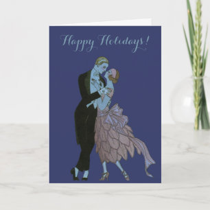 Cartão De Festividades Vintage Art Deco Christmas, Newlyweds Dance