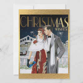 Cartão De Festividades Vintage Art Deco Natal Deseja Casal
