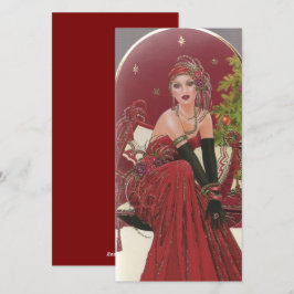 Cartão De Festividades Vintage Art Deco Woman Christmas