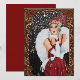 Cartão De Festividades Vintage Art Deco Woman Christmas
