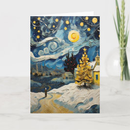 Cartão De Festividades Vintage Art inspirado em Van Gogh