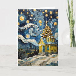 Cartão De Festividades Vintage Art inspirado em Van Gogh