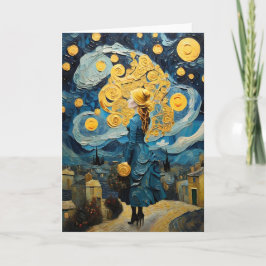 Cartão De Festividades Vintage Art inspirado em Van Gogh