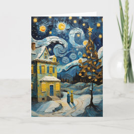 Cartão De Festividades Vintage Art inspirado em Van Gogh