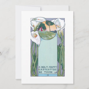 Cartão De Festividades Vintage Art Nouveau Páscoa Calla Lily