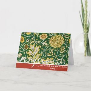 Cartão De Festividades Vintage Arte Floral Verde Cherwell de William Morr