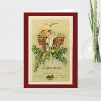 Cartão De Festividades Vintage Baby Jesus E Dove