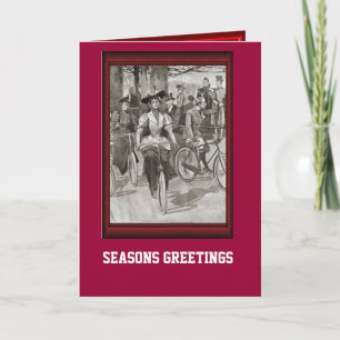 Cartão De Festividades Vintage Bicycle Dady em bicicleta