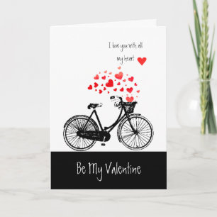 Cartão De Festividades Vintage Bike Love Biking Hearts Custom Valentine