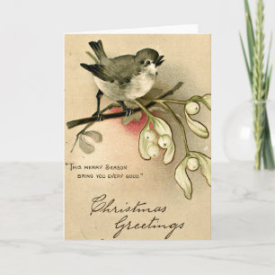 Cartão De Festividades Vintage Bird Christmas