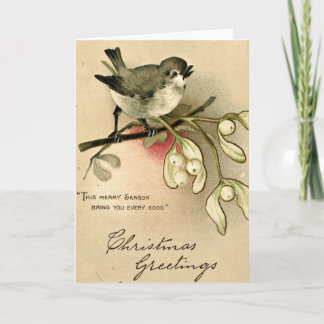 Cartão De Festividades Vintage Bird Christmas