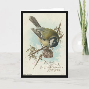 Cartão De Festividades Vintage Bird Christmas and New Year