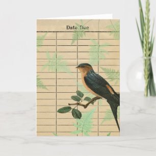Cartão De Festividades Vintage Bird Date Due Digital Art