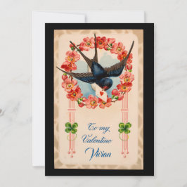 Cartão De Festividades Vintage Bird para o meu valentim personalizado