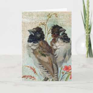 Cartão De Festividades Vintage Birds Grunge Christmas