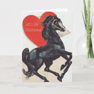 Cartão De Festividades Vintage Black Horse Valentine's Day Card