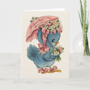 Cartão De Festividades Vintage Blue Bird Páscoa Greeting Card