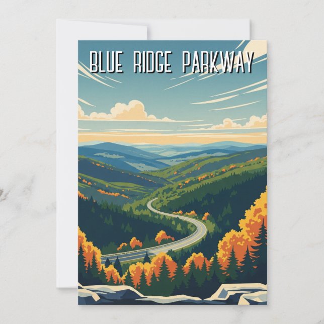Cartão De Festividades Vintage Blue Ridge Parkway Souvenir (Frente)