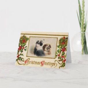 Cartão De Festividades Vintage Border Collie Christmas Card