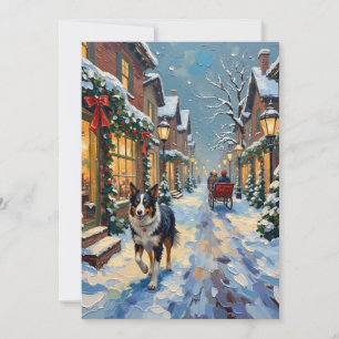 Cartão De Festividades Vintage Border Collie Vila de Natal Nevada