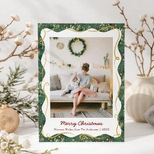 Cartão De Festividades Vintage Botanical Greenery Natal 1 Foto