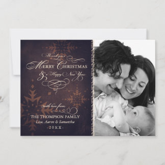 Cartão De Festividades Vintage Brown Snowflake Foto de Natal