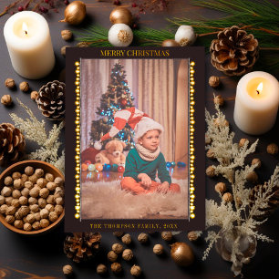 Cartão De Festividades Vintage Bulbs Natal Foto opaca Efeito do Véu