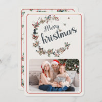 Vintage Butterfly Feliz Foto da Família de Natal