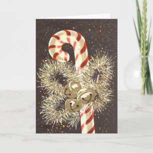 Cartão De Festividades Vintage Candy Cane Christmas Card