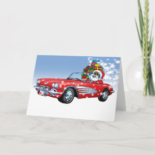 Cartão De Festividades Vintage Car Santa