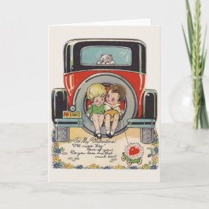 Cartão De Festividades Vintage Car Valentine Greeting Card