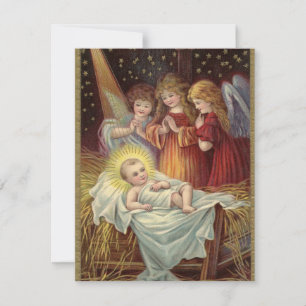 Cartão De Festividades Vintage card de Natal Jesus