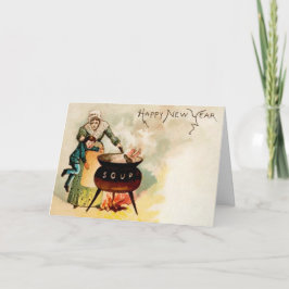 Cartão De Festividades Vintage Children Soup New Year Holidcard