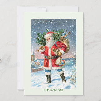 Cartão De Festividades Vintage Christams - Papai noel de saudação