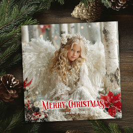 Cartão De Festividades Vintage Christmas angel red and gold festive card