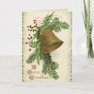 Cartão De Festividades Vintage Christmas Bell (Evergreen) Card