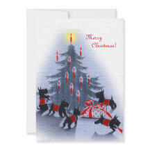 Vintage Christmas Card, Scottie Dogs