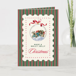 Cartão De Festividades Vintage Christmas Card with Ornament – Festive Hol