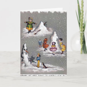 Cartão De Festividades Vintage Christmas Creepy Snowman Card