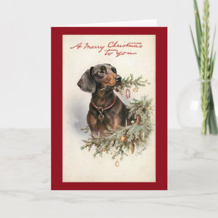 Cartão De Festividades Vintage Christmas Dachshund Dog