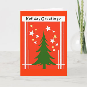Cartão De Festividades Vintage Christmas Holiday Tree Greeting Card