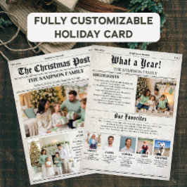 Cartão De Festividades Vintage Christmas Newspaper Photo Newsletter