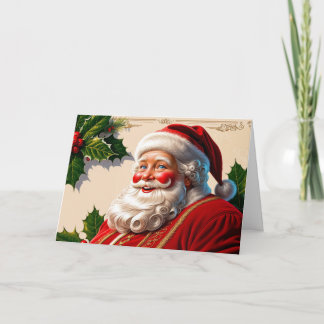 Cartão De Festividades Vintage Christmas Santa Claus Smiling 
