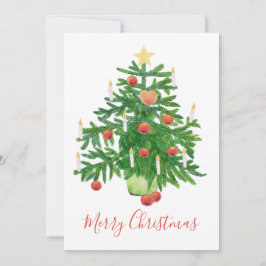 Cartão De Festividades Vintage Christmas Tree with a Star & Heart Cookie