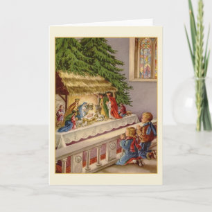 Cartão De Festividades Vintage Church Nativity Greeting Card