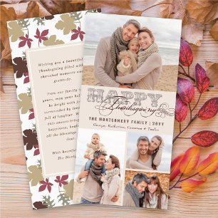 Cartão De Festividades Vintage Classic Scrolls Happy Graças 3 Foto