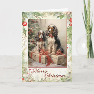 Cartão De Festividades Vintage Cocker Spaniel Natal