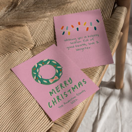 Cartão De Festividades Vintage cor-de-rosa, cruz natal, não fotográfica