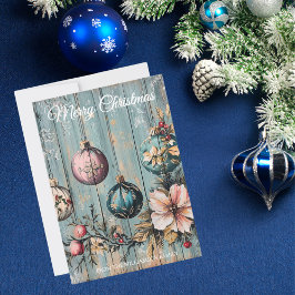 Cartão De Festividades Vintage Country Christmas Rustic Farmhouse Wood